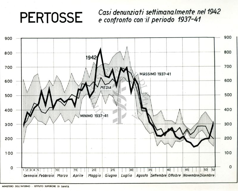 Diagrammi riguardanti i casi denunciati per pertosse