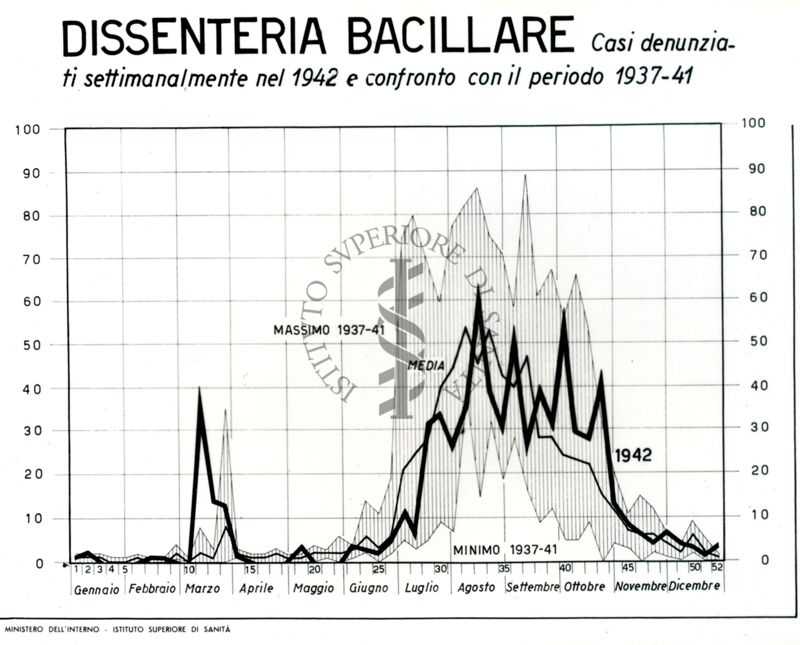 Diagramma riguardante i casi denunciati di dissenteria bacillare