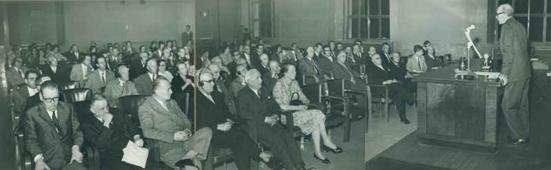 Nella foto sono presenti i partecipanti alla Conferenza del Prof. George Macdonald nell'Aula Magna