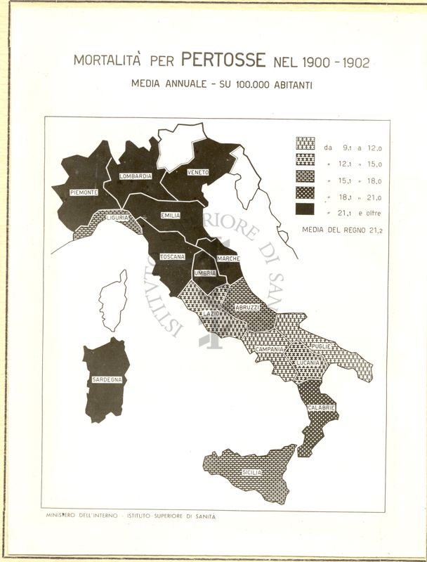 Cartogramma riguardante la mortalità per pertosse nel periodo 1900-1902