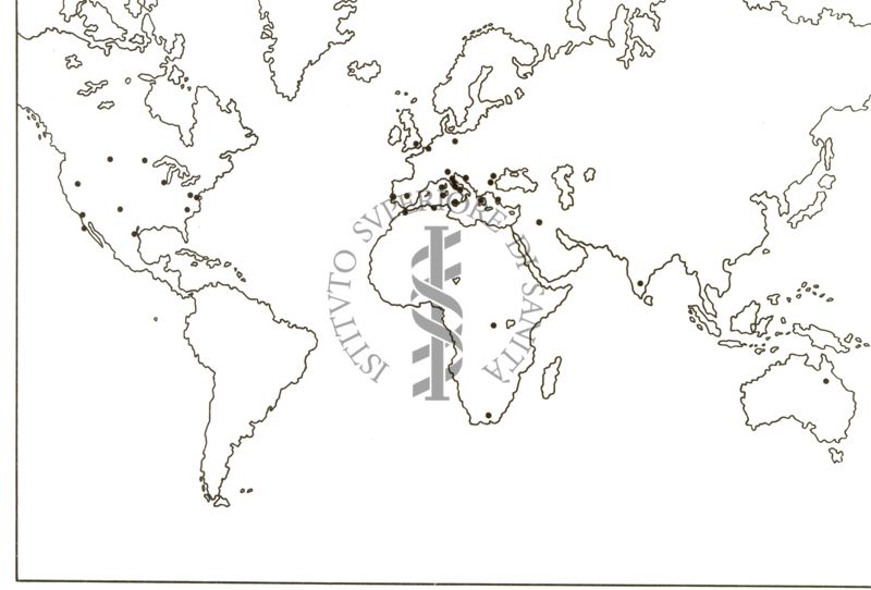 Cartogramma riguardante la distribuzione della Febbre Q nel mondo