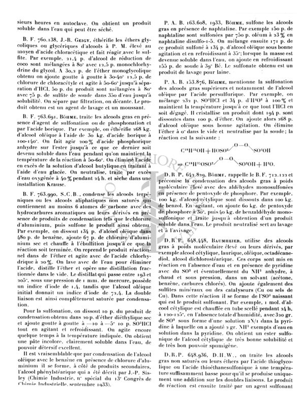 Sostanze d'imbiancamento. Gli alcoli grassi a peso molecolare alto e loro derivati sulfonati. Il loro impiego nell'industria tessile. Sisley.