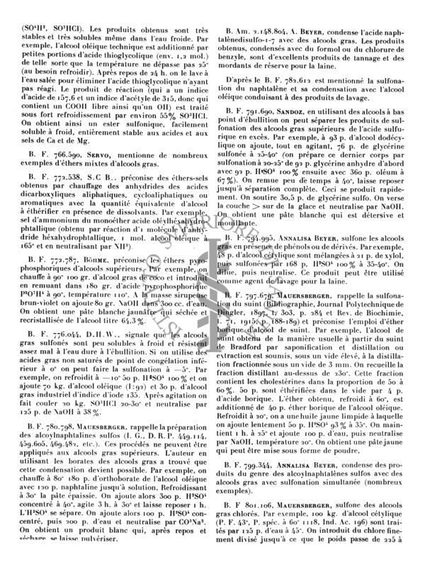 Sostanze d'imbiancamento. Gli alcoli grassi a peso molecolare alto e loro derivati sulfonati. Il loro impiego nell'industria tessile. Sisley.