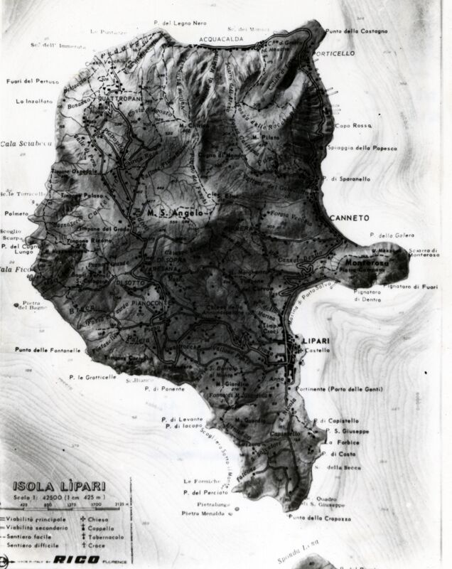 Tavola della carta topografica e fisica dell'isola di Lipari