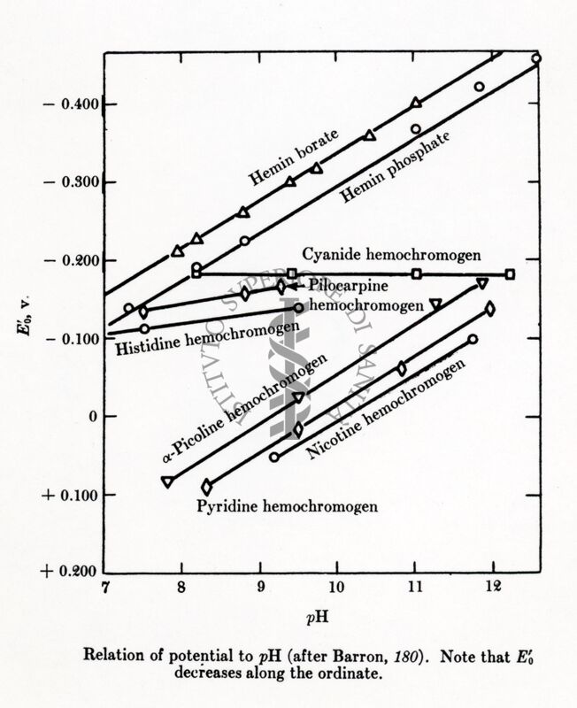 Potenziali redex in funzione del pH (Barron 1937)