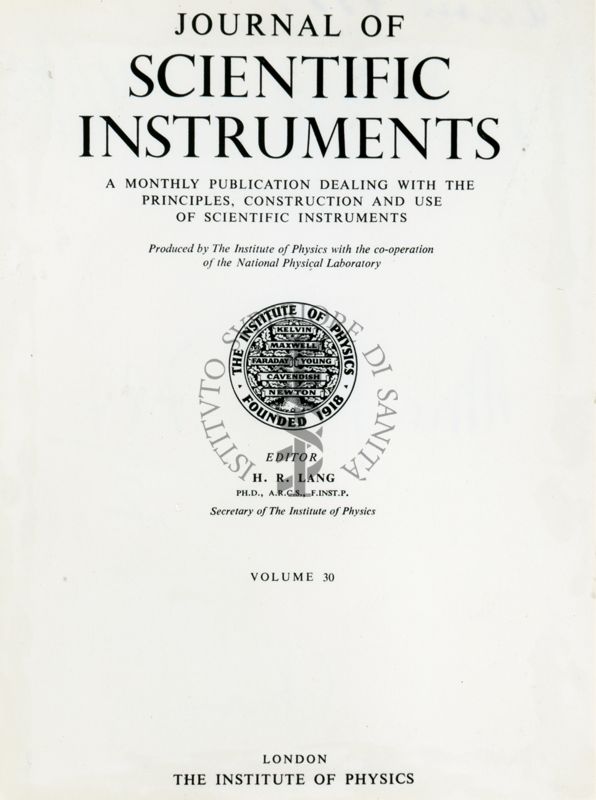 Journal of Scientific Instruments Vol. 30 - anno 1953