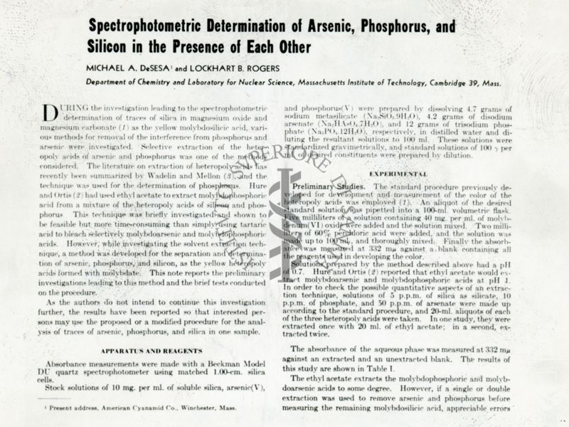 Spectrophotometric Determination of Arsenic, Phosphorus and Silicon in the Presence of Each Other