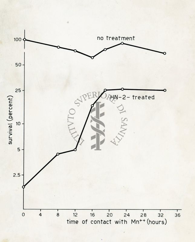 Grafico riguardante la riattivazione di comidi di Penicillium inattivati da azotoiprite