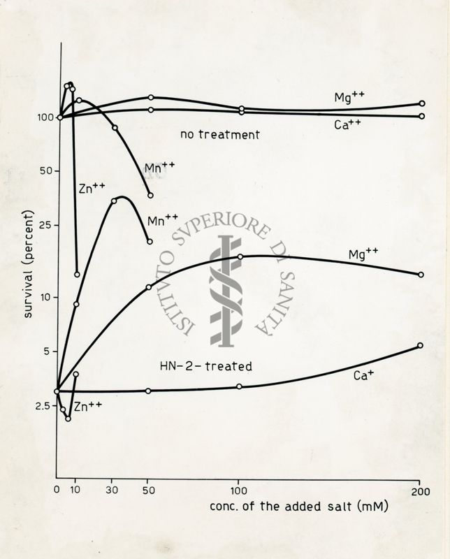 Grafico riguardante la riattivazione di comidi di Penicillium inattivati da azotoiprite