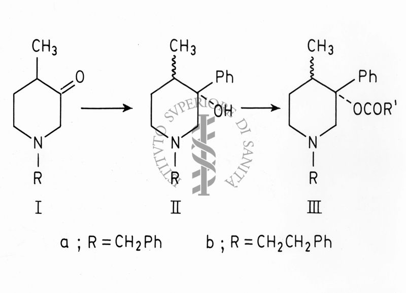 Formule di struttura di molecole organiche e reazioni