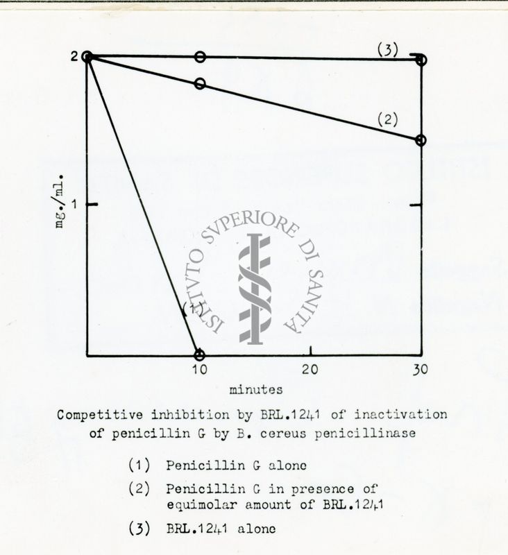 Inibizione competitiva con BRL 1241 dell'inattivazione della penicillina G ad opera della penicillinasi del B cereus