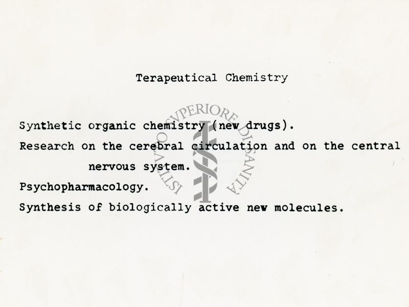 Attività del laboratorio di Chimica Terapeutica