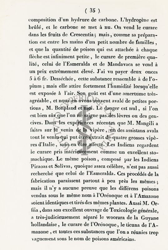 Estratto della Relazione Storica di M. De Humboldt (pag. 35)