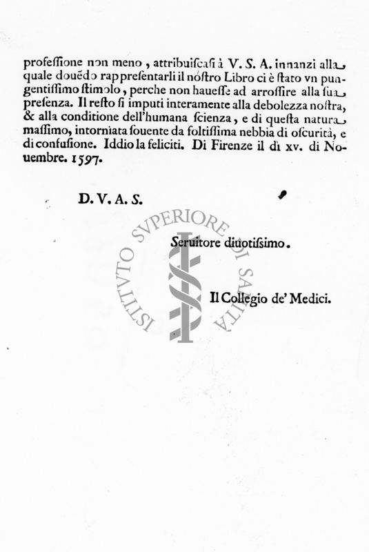 Lettera del Collegio de' Medici (1597)