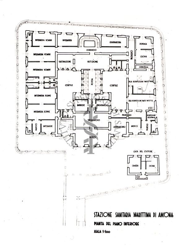 Pianta della Stazione sanitaria di Ancona (piano inferiore)