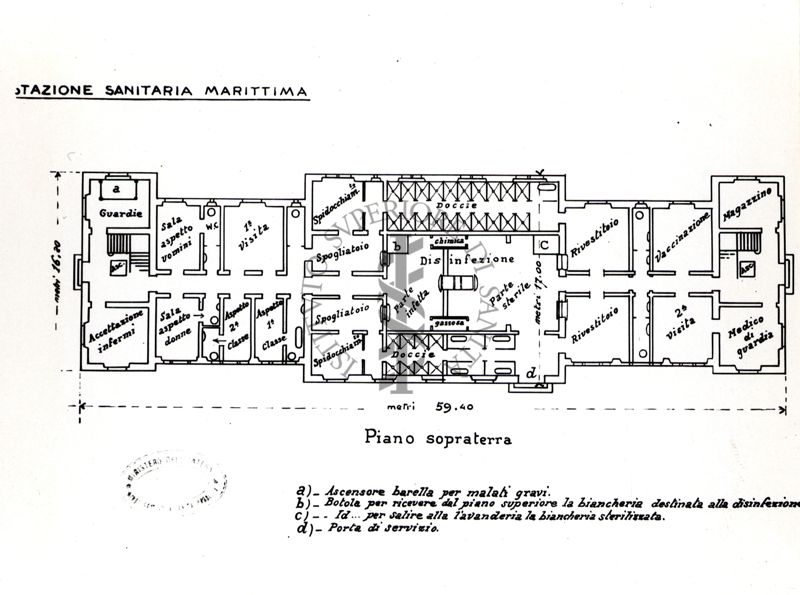 Pianta della Stazione sanitaria di Ancona (piano superiore)