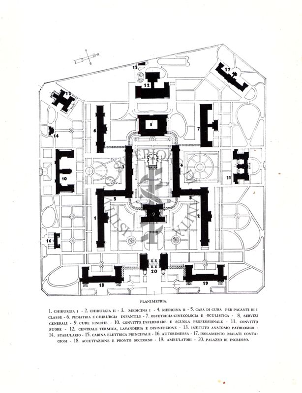 Tipo di planimetria di un' grande ospedale italiano