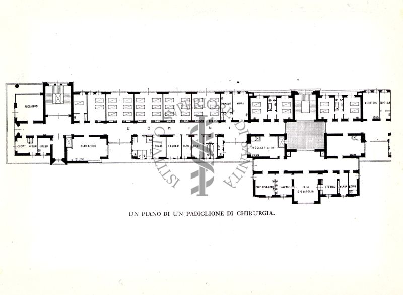 Pianta di un reparto dell'Ospedale Maggiore di Milano