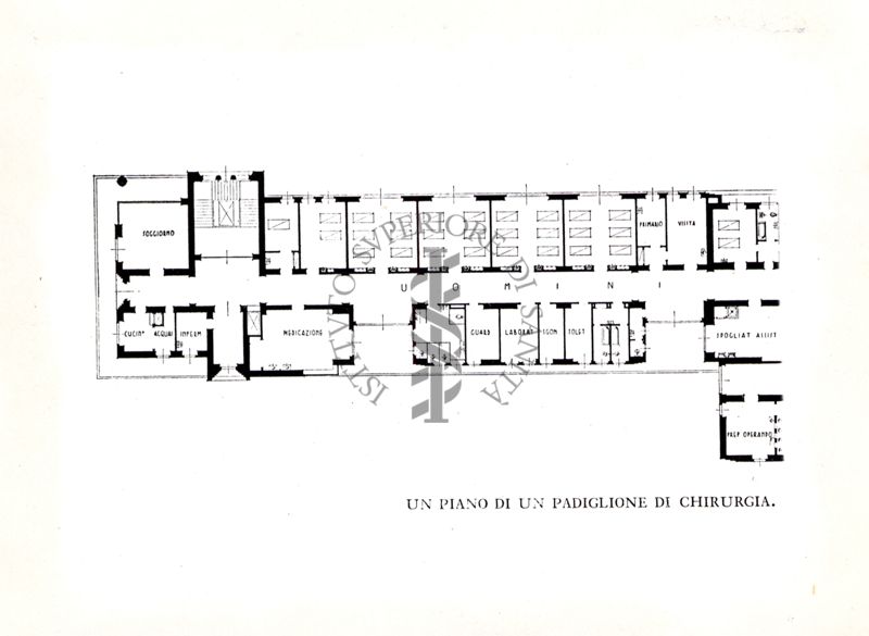 Pianta di un reparto dell'Ospedale Maggiore di Milano