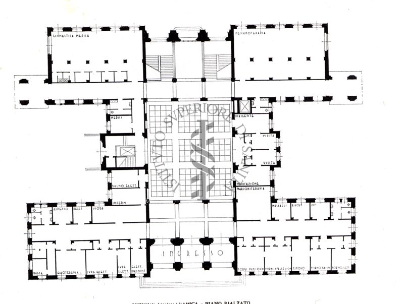 Pianta della sezione fisioterapica dell'Ospedale Maggiore di Milano