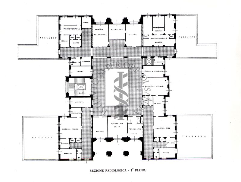 Pianta della sezione radiologica dell'Ospedale Maggiore di Milano