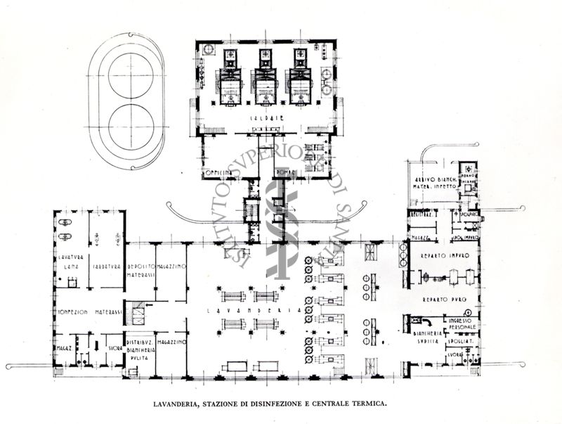 Tipo di impianto di lavanderia, stazione di disinfezione e centrale termica di un grande ospedale
