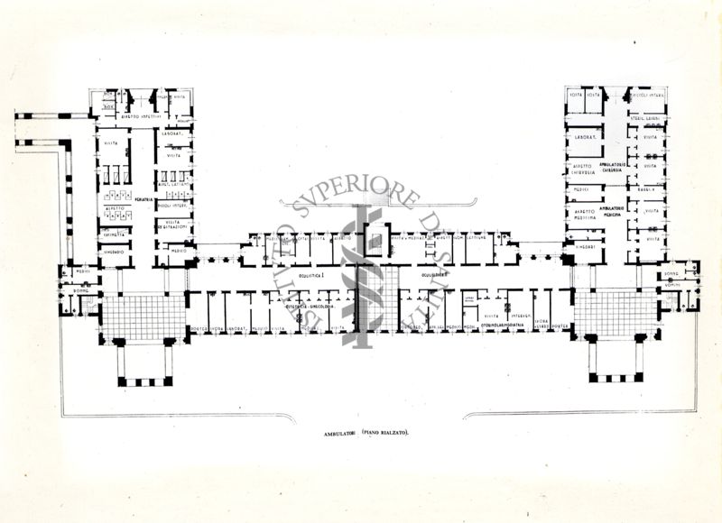 Pianta di ambulatori presso l'Ospedale Maggiore di Milano
