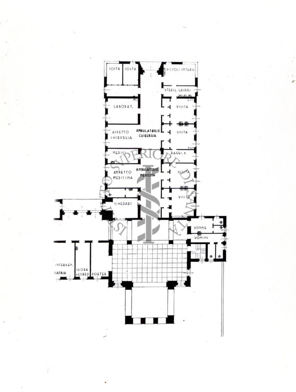 Pianta di ambulatori presso l'Ospedale Maggiore di Milano