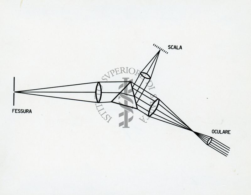 Tav. 55 - Schema dei raggi nello spettroscopio di Bunsen