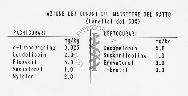 Azione dei curari sul malessere del ratto