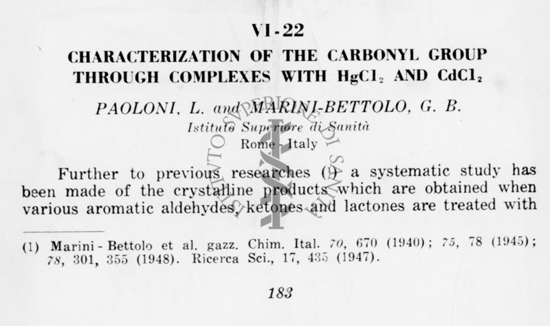 Caratterizzazione del Gruppo di Carbonio attraverso un insieme di cloro e cloruro