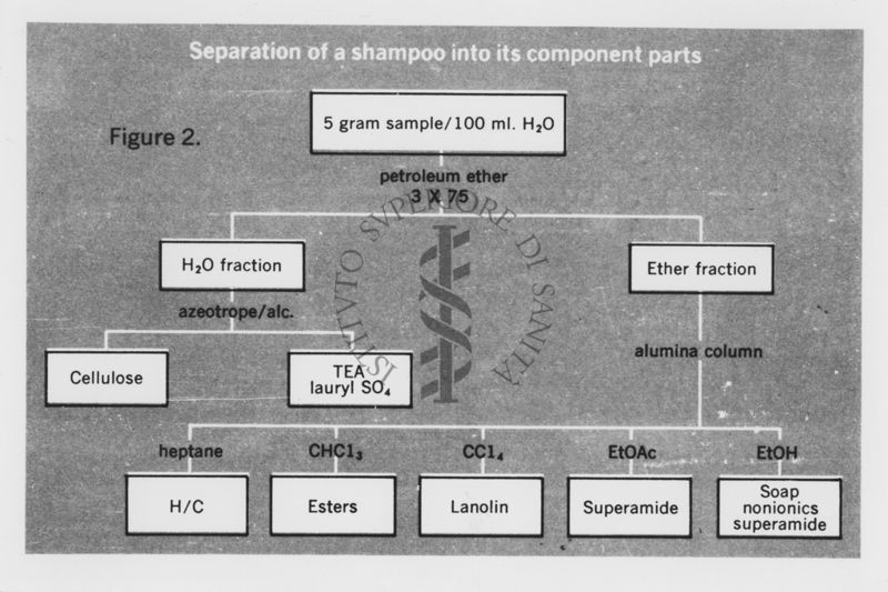 Rappresentazione della separazione di uno shampoo nelle parti componenti