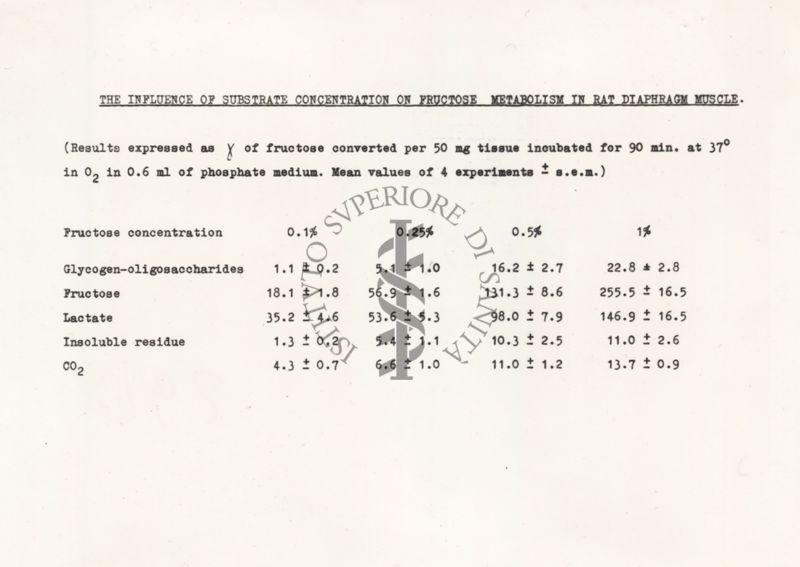 L'influenza della concentrazione del substrato sul metabolismo del fruttosio nel muscolo del diaframma del ratto