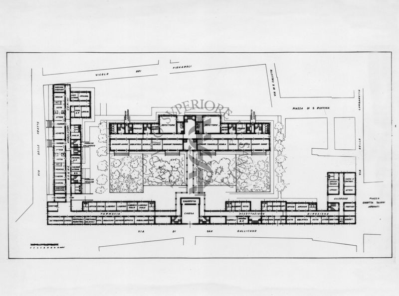 Planimetria dell'Ospedale S. Gallicano di Roma