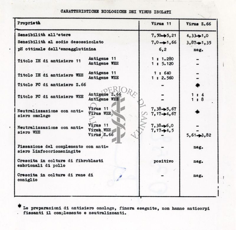 Caratterizzazioni biologiche dei virus isolati