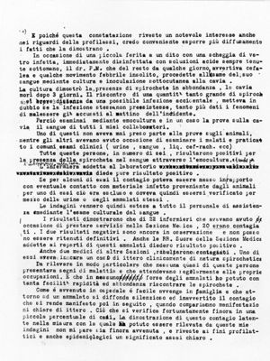 Dalla conferenza del Dr. Prospero Mino sulla spirochetosi dei lavoratori delle risaie, tenuta a Vercelli il 12 novembre 1937