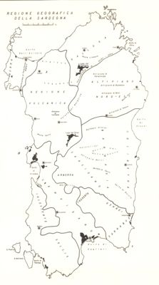 Regione geografica della Sardegna. Zone da bonificare mediante il D.D.T.