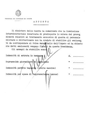 Documento della Presidenza del Consiglio dei Ministri