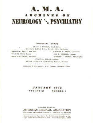 Frontespizio di un fascicolo della rivista: "Archives of neurology and psychiatry"