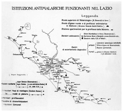 Grafico riguardante le Istituzioni Antimalariche funzionanti nel Lazio