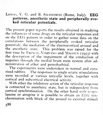 ECG patterns, anesthetic and peripherally evoked reticular  potentials