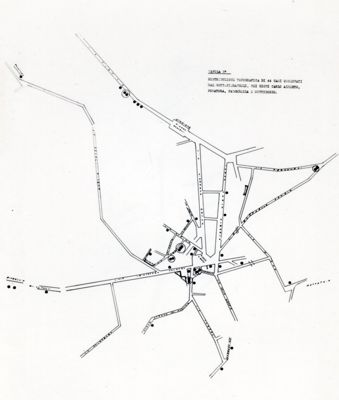 Distribuzione topografica di 44 casi osservati dal Dr, Pierangeli nei Rioni: Carlo Alberto, Pescatore, Palombella e Montirozzo (Ancona)