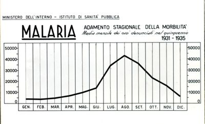 Diagramma dell'andamento stagionale della morbilità della malaria
