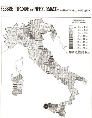 Cartogramma riguardante la morbosità per Febbre Tifoide ed Infezione Paratifica