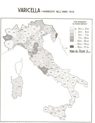 Cartogramma riguardante la morbosità pe la Varicella