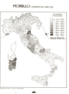 Cartogramma riguardante la morbosità per Morbillo