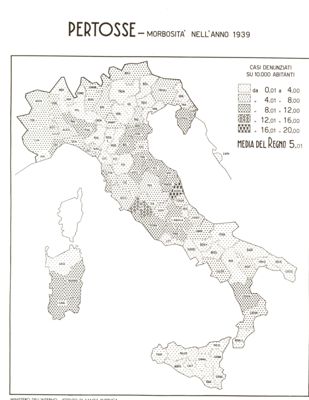 Cartogramma riguardante la morbosità per la Pertosse