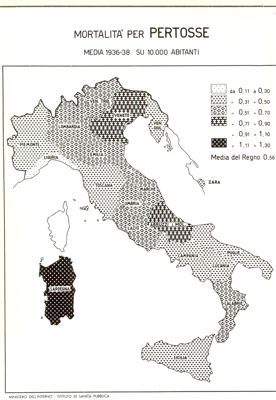 Cartogramma riguardante la mortalità per Pertosse