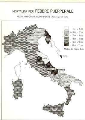 Cartogramma riguardante la Mortalità per Febbre Puerperale