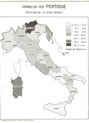 Cartogramma riguardante la Morbilità per la Pertosse